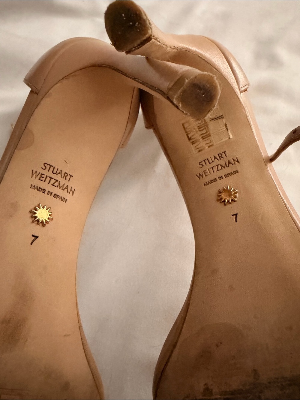 Stuart Weitzman Tan Nude Leather Ankle-Strap Stiletto Sandals - Picture 5 of 5